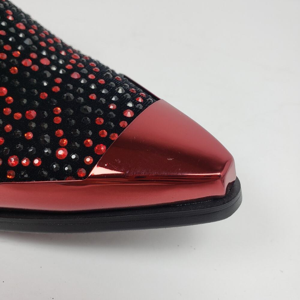 Bolano Desta Mens Sz 11 Black Red Fashion Rhinestone Slip On Dress Loafer Shoes - Picture 9 of 13